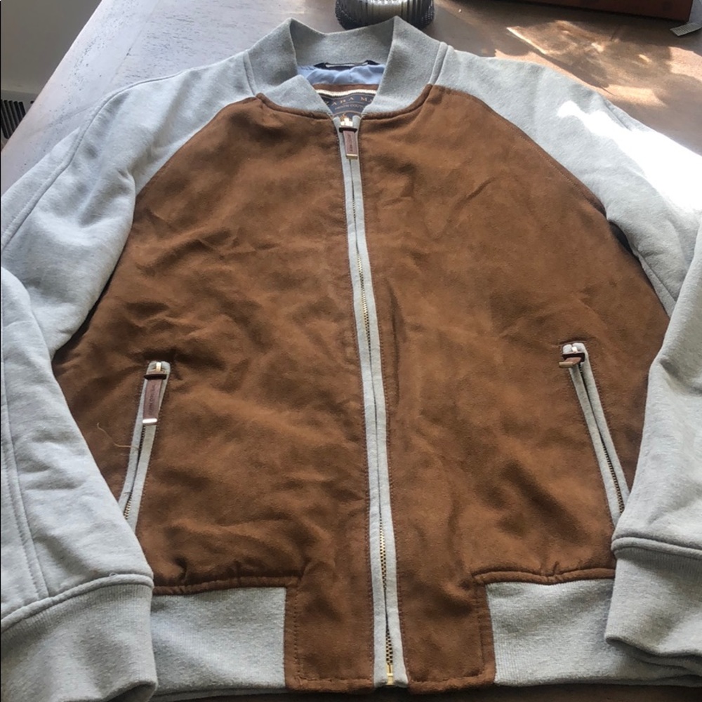 Men’s Bomber with contrast suede & cotton sleeves